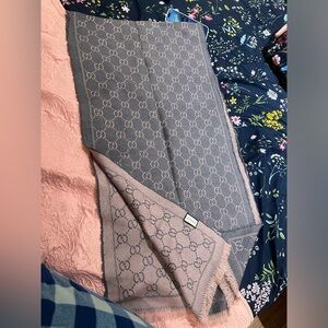 Gucci Pink and Gray Monogram Scarf
